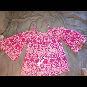 Lilly Pulitzer pink and white tribal print top